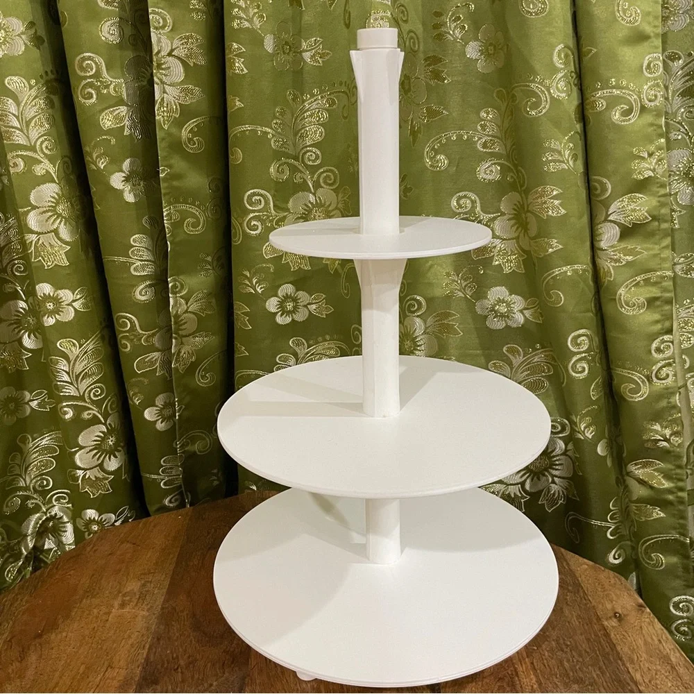 NEW White Three-Tiered Stand Cake Hard Plastic Stand